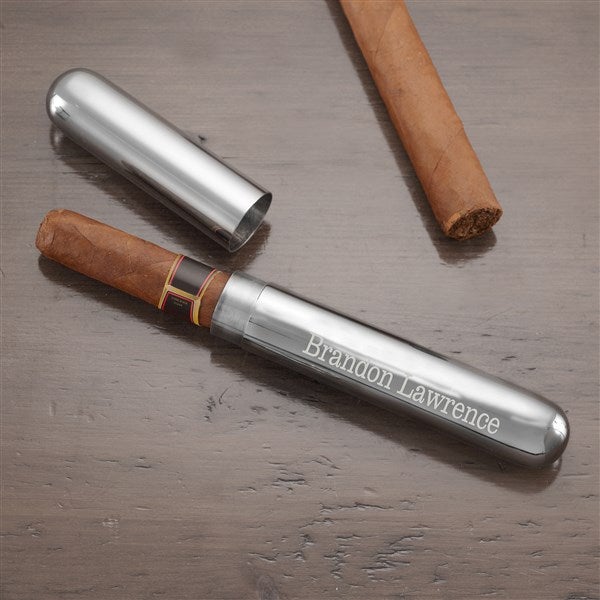 Engraved Silver Cigar Case and Cutter Set - 8655