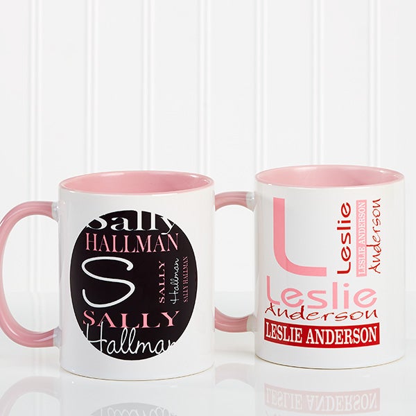Personalized Coffee Mugs Personally Yours Pink Handle