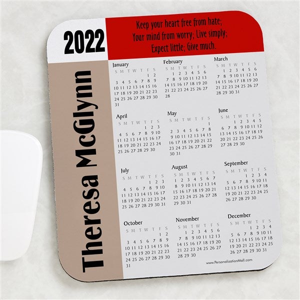 Custom Personalized Monogrammed Polka Dot Style Wooden Calendar Holder filled with a 2021 calendar and includes an order form page for 2022