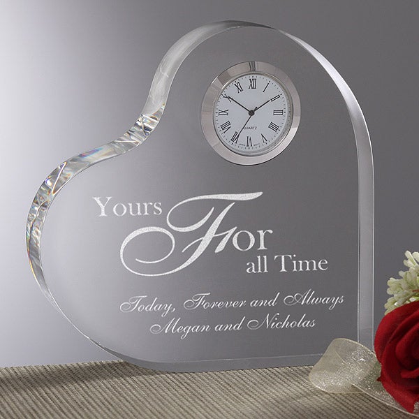 Personalized Romantic Glass Heart Clock - 8856