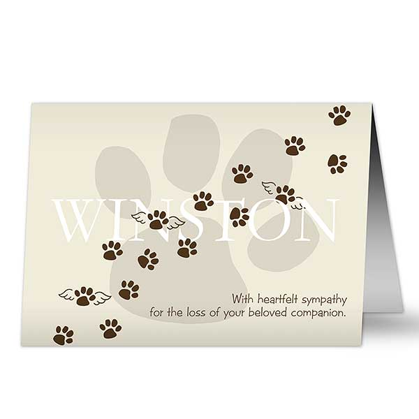 Personalized Pet Memorial Sympathy Card - Pawprints To Heaven - 8900