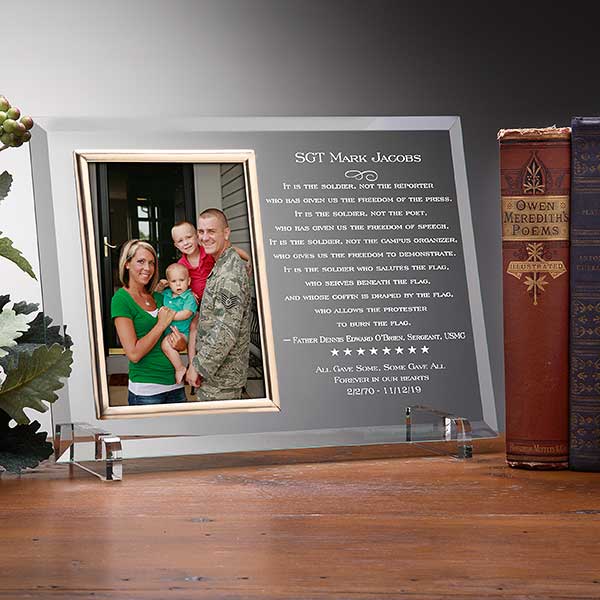 Personalized American Hero Military Glass Picture Frame - 8934