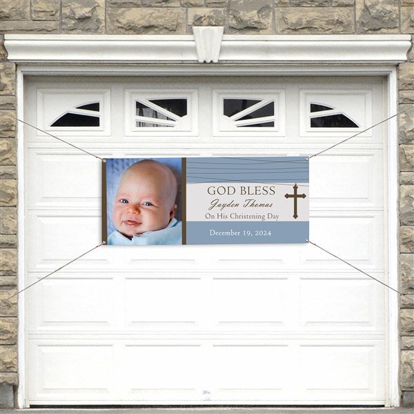 Personalized Photo Christening Banner - God Bless - 9082