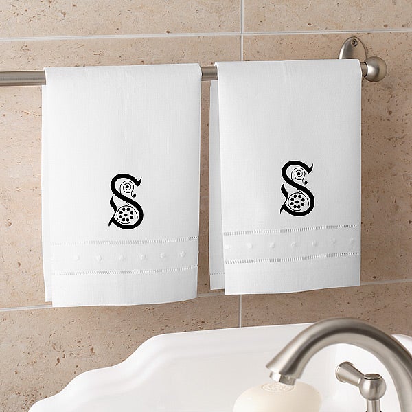 Initial Monogram Linen Hand Towel Set - 9205