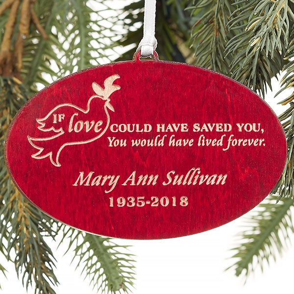 forever loved personalized red wood memorial ornament christmas
