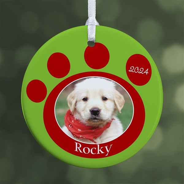 Personalized Photo Christmas Ornaments - Pet Memorial Pawprint - 9278