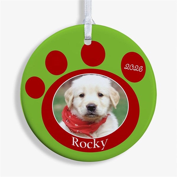 Personalized Photo Christmas Ornaments - Pet Memorial Pawprint - 9278