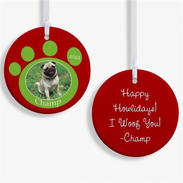 Personalized Photo Christmas Ornaments - Pet Memorial Pawprint - 9278