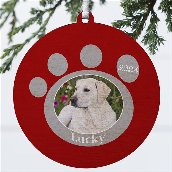 Personalized Photo Christmas Ornaments - Pet Memorial Pawprint - 9278