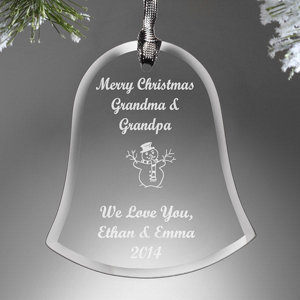 Personalized Glass Bell Christmas Ornaments - 9281