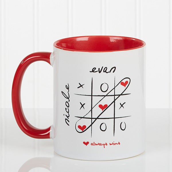 Personalized Heart Coffee Mug - Love Always Wins - 9571