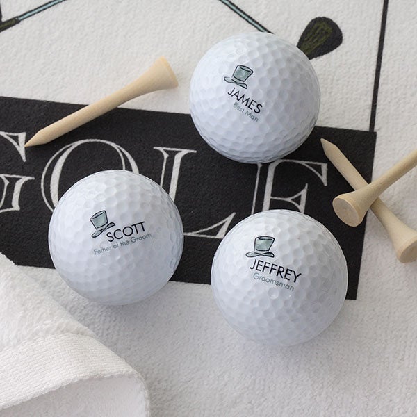 Personalized Golf Ball Set - Wedding Party Design - 9750