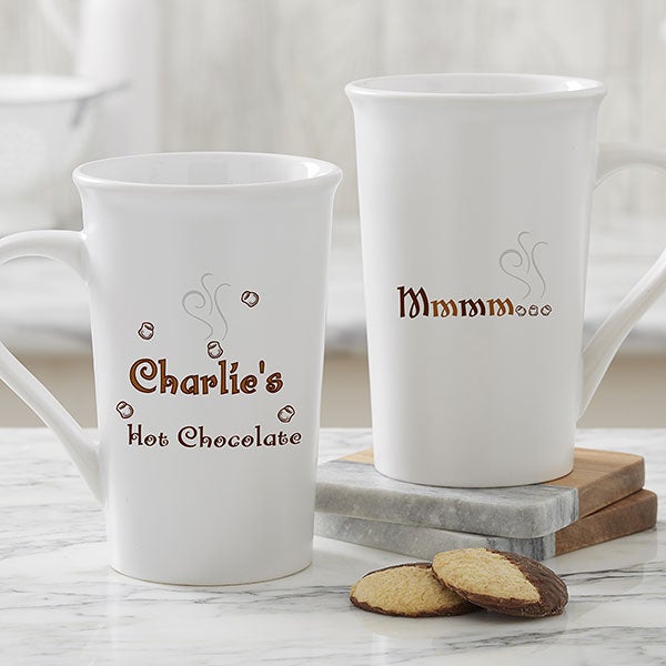 Hot Cocoa Personalized Vintage 16 oz. Bistro Mug - Red