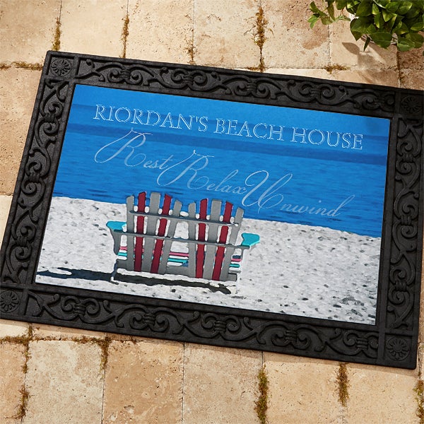 Custom Personalized Beach Door Mat With Rubber Back