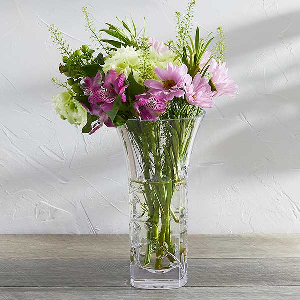 Vera Wang Engraved Housewarming Crystal Leaf Vase