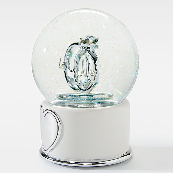 Mr. and Mrs. Wedding Ring Engraved Snow Globe