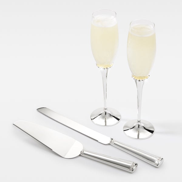 Engraved Silver Princess Wedding Cake Server Set