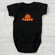 Personalised Baby Name Is A Little Pumpkin Halloween Outfit Babygrow Cute 356