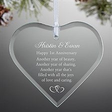 Personalized Anniversary Glass Heart Ornament - 6286