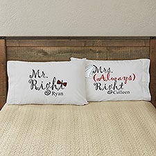 Mr & Mrs Right Personalized Wedding Pillowcases - 6466