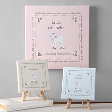 Christian Lamb Personalized Baptism Blessings Canvas Gift - 6495