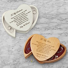 Hearts Beat As One Engraved Wood Jewelry Box - 6515