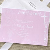 Pink Floral Personalized Communion Invitations for Girls - 6628