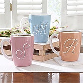 Rhinestone Initial Personalized Coffee Mugs for Her - 6950