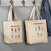 Family Cartoon Characters Personalized Canvas Tote Bag - 6976