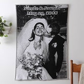 Personalized Photo Afghan and Pillow - Black and White Design - 7028D