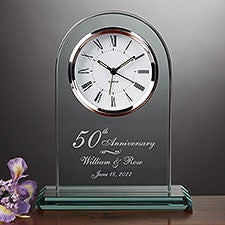 Engraved 50th Anniversary Beveled Glass Clock - 7044