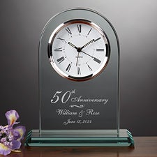 Engraved 50th Anniversary Beveled Glass Clock - 7044