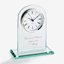 Personalized Glass Wedding Clock - Everlasting Love Design - 7047