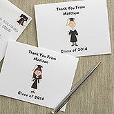 Personalized Graduation Note Cards - Custom Cartoon Character - 7115