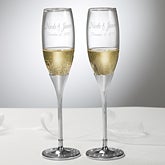 Personalized Wedding Champagne Flute Set - Silver  Crystal - 7146
