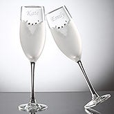 Bride & Groom Swarovski Champaign Flute Set - Tuxedo & Wedding Dress - 7147