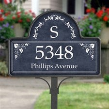 Personalized Yard Stake Address Plaque with Monogram - 7152