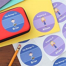 Personalized Kids Cartoon Character Stickers - 7175