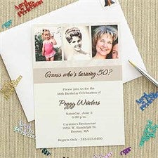 Personalized Then  Now Photo Birthday Party Invitations - 7254