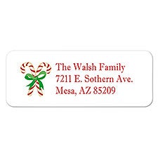 Personalized Christmas Return Address Labels - Candy Cane - 7353