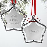 Engraved Silver Star Personalized Baby Christmas Ornament - 7440