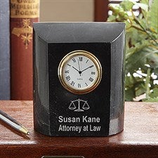 Personalized Attorney At Law Marble Desk Clock - 7611