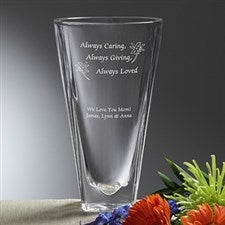 Engraved Crystal Flower Vase - Always Loved - 7617