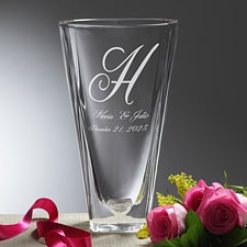 Engraved Crystal Flower Vase - Monogram & Names - 7618