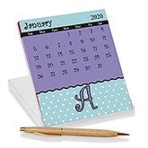 Initial Monogram Personalized Desk Calendar - Dot to Dot - 7635