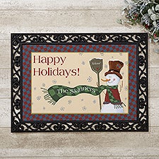 Personalized Snowman Holiday Doormat - Let It Snow - 7643