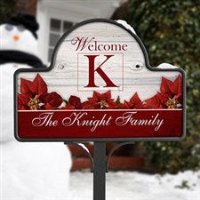 Personalized Holiday Yard Stakes - Christmas Poinsettias - 7661