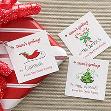 Personalized Christmas Gift Tags - Seasons Greetings - 7749
