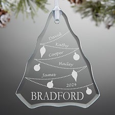 Personalized Family Christmas Ornaments - Glass Christmas Tree - 7763