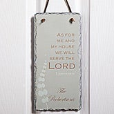 Personalized Christian Wall Plaque - We Will Serve The Lord Slate Sign - 7775